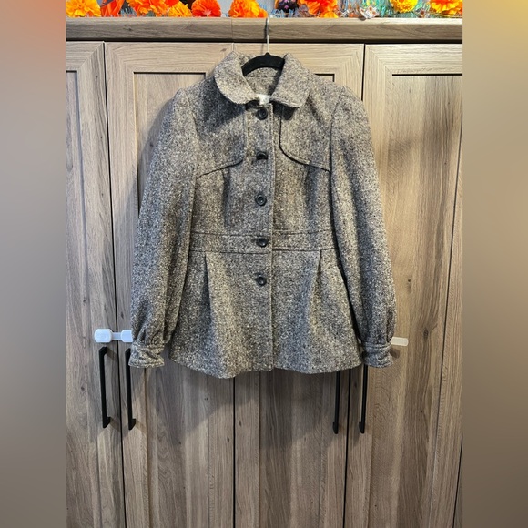 Donatella Jackets & Blazers - Donatella Womens Tapered Wool Blend Coat Jacket Size Small Brown